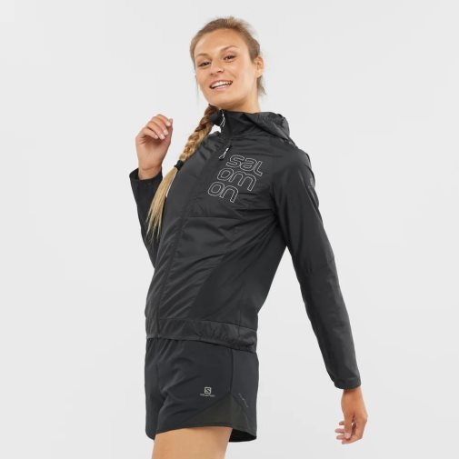 Black Salomon Bonatti Cross Wind Women's Shell Jackets | IE RT9683